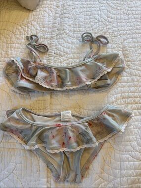 Zimmermann Pale Blue Floral Ruffled Bikini Set